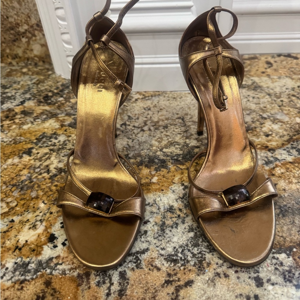 Gucci Bronze Strappy Heels